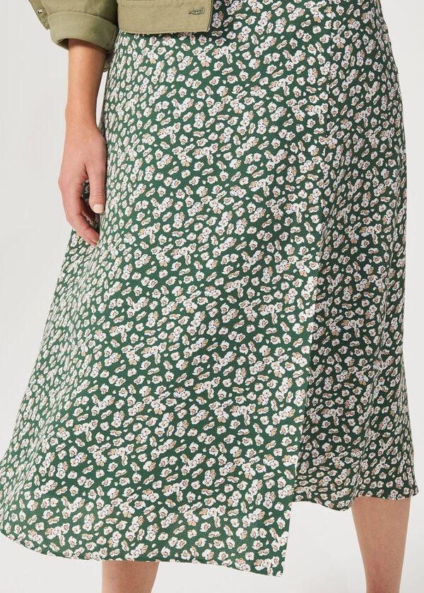 Hobbs Annette Floral Midi Skirt Green Multi