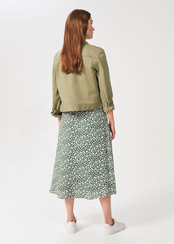 Hobbs Annette Floral Midi Skirt Green Multi