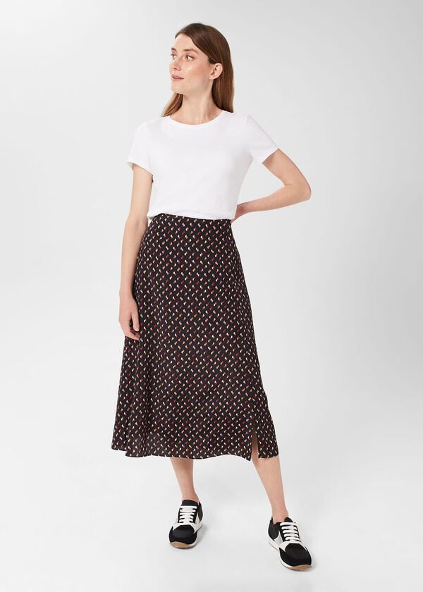 hobbs Annette Midi Skirt Black Multi