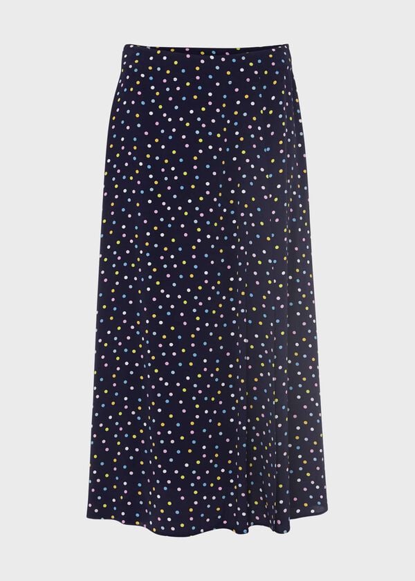 Hobbs Annette Printed Midi Skirt Navy Multi