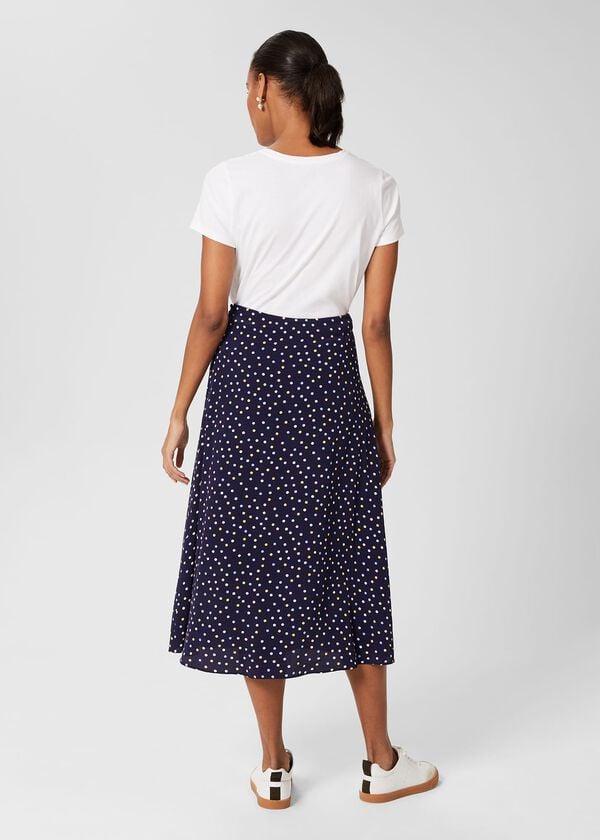 Hobbs Annette Printed Midi Skirt Navy Multi