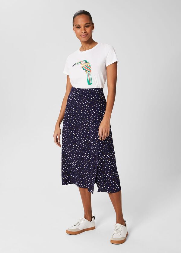 hobbs Annette Printed Midi Skirt Navy Multi