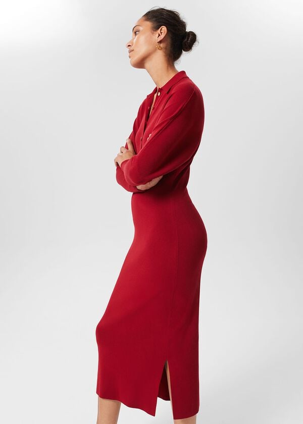 Hobbs Arabelle Knitted Dress Red