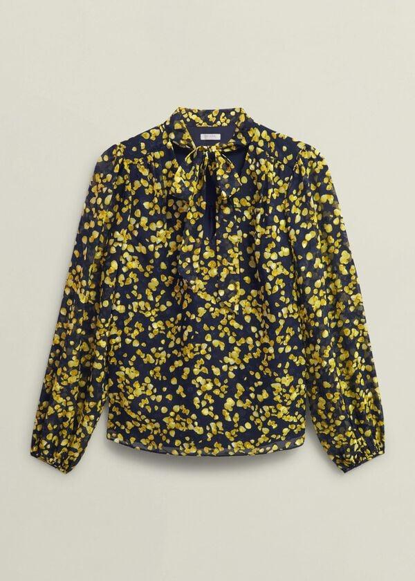 Hobbs Aria Blouse Navy Yellow