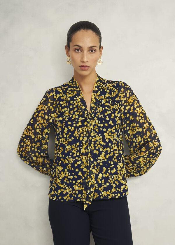 hobbs Aria Blouse Navy Yellow