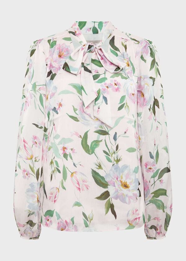 Hobbs Aria Floral Blouse Pale Pink Multi