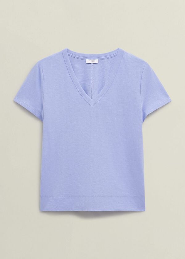 Hobbs Arianna Cotton Slub T-Shirt Maya Blue