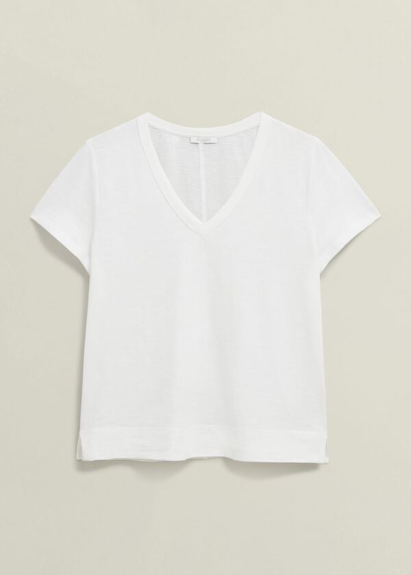 Hobbs Arianna Cotton Slub T-Shirt White