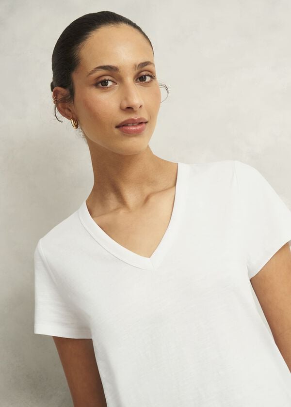 Hobbs Arianna Cotton Slub T-Shirt White