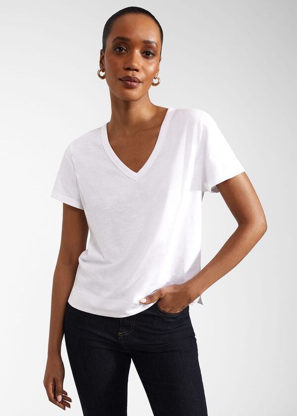 hobbs Arianna Cotton Slub T-Shirt White