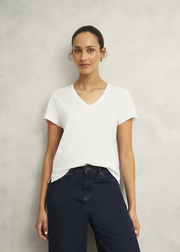 hobbs Arianna Cotton Slub T-Shirt White