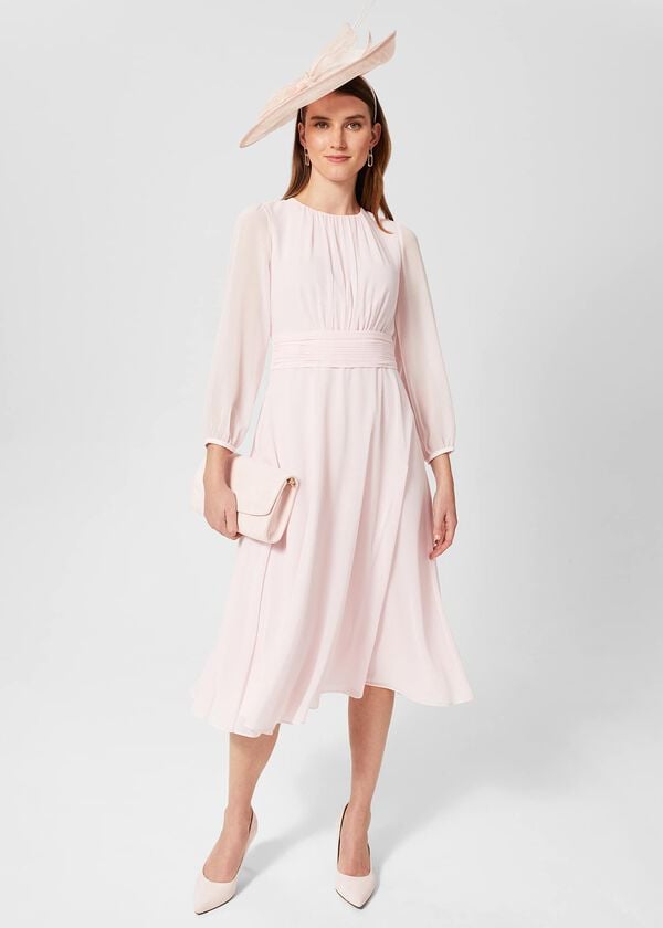 hobbs Arianne Fit And Flare Dress Pale Pink