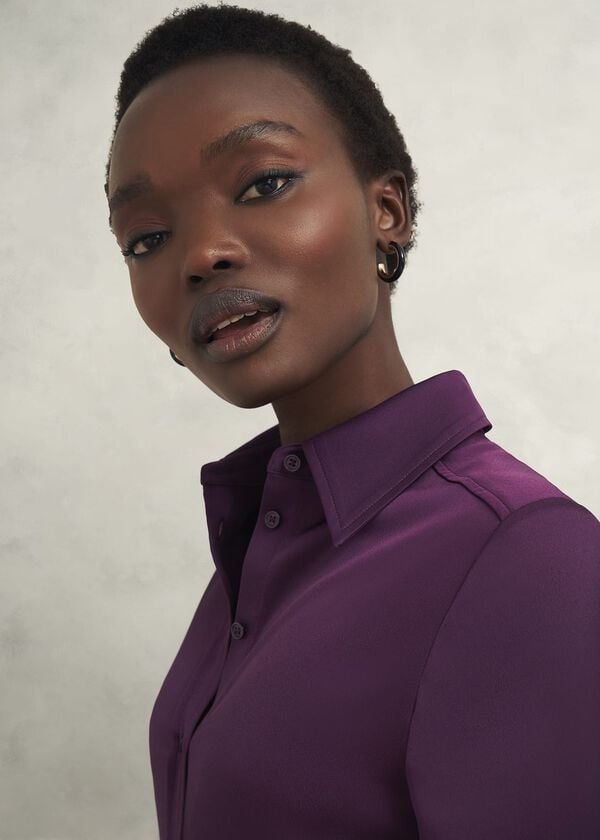 Hobbs Arianne Satin Dress Regal Purple