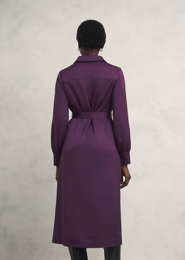 Hobbs Arianne Satin Dress Regal Purple