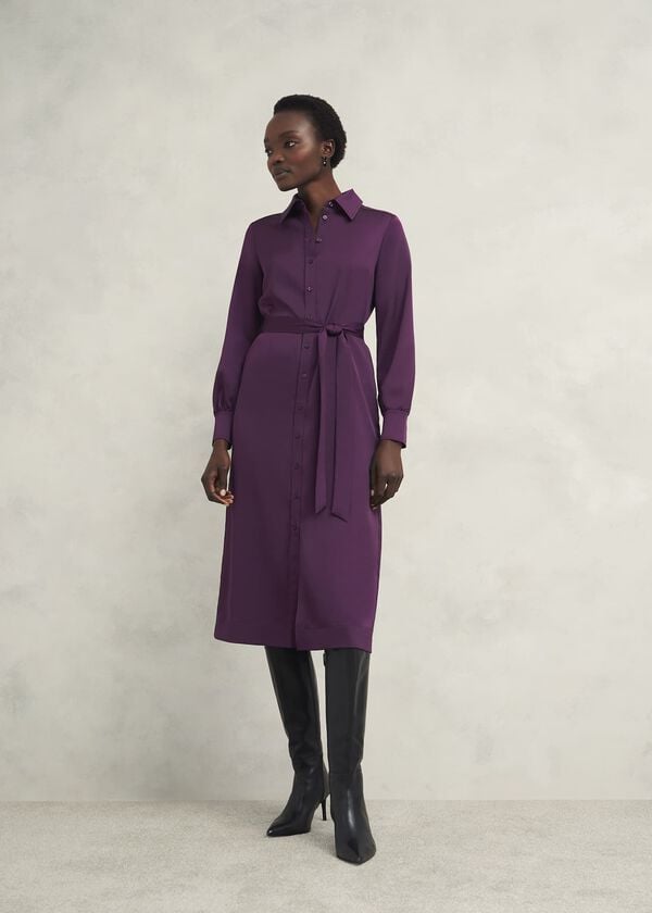 hobbs Arianne Satin Dress Regal Purple
