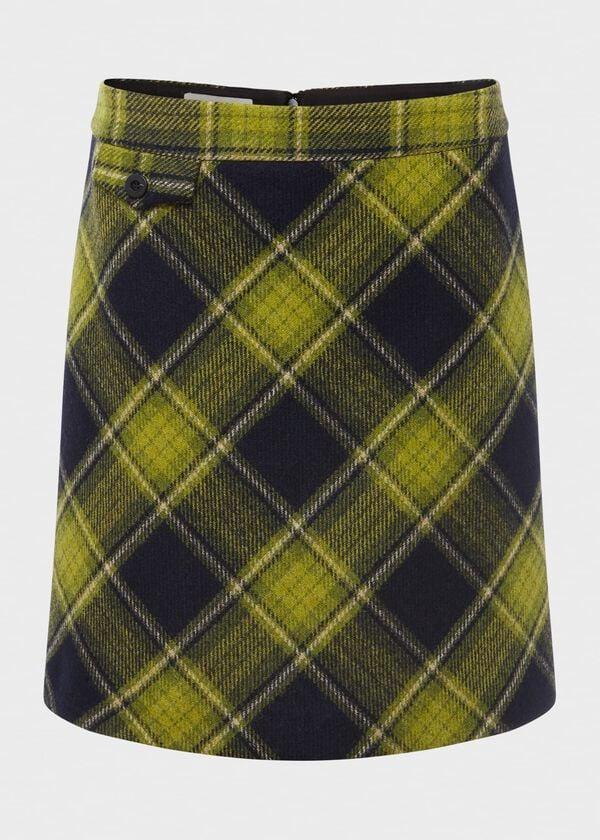 Hobbs Arianne Wool Skirt Green Navy