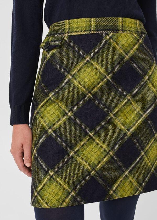 Hobbs Arianne Wool Skirt Green Navy