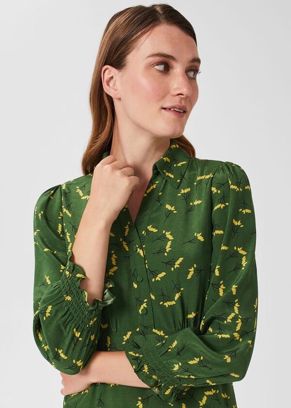 Hobbs Ariel Floral Dress Green