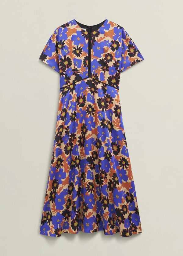 Hobbs Arlesey Floral Midi Dress Beige Multi