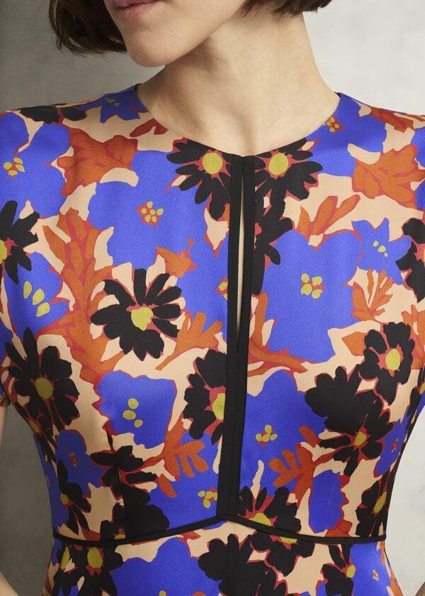 Hobbs Arlesey Floral Midi Dress Beige Multi