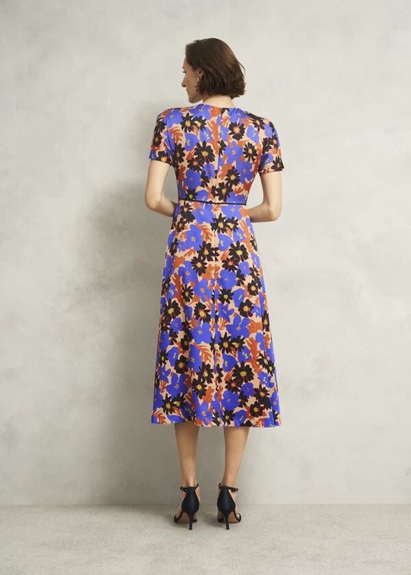 Hobbs Arlesey Floral Midi Dress Beige Multi