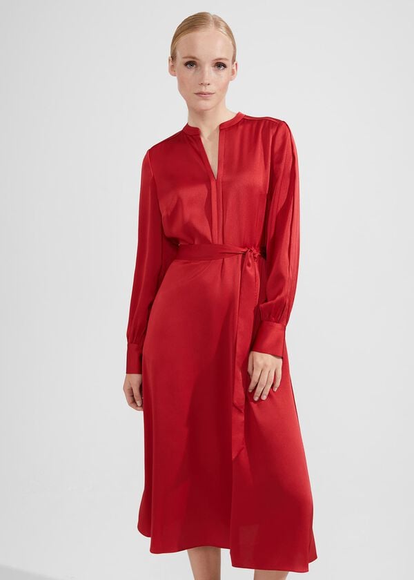 Hobbs Arlette Dress Currant Red