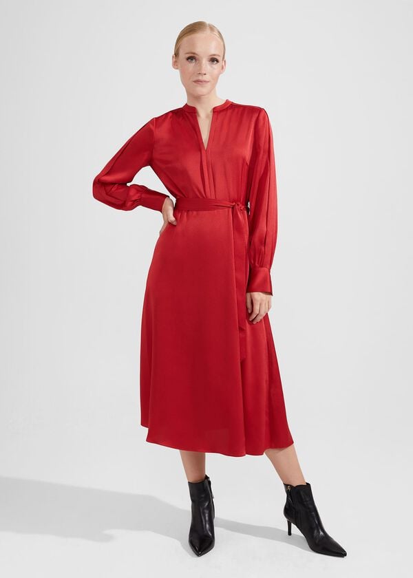hobbs Arlette Dress Currant Red
