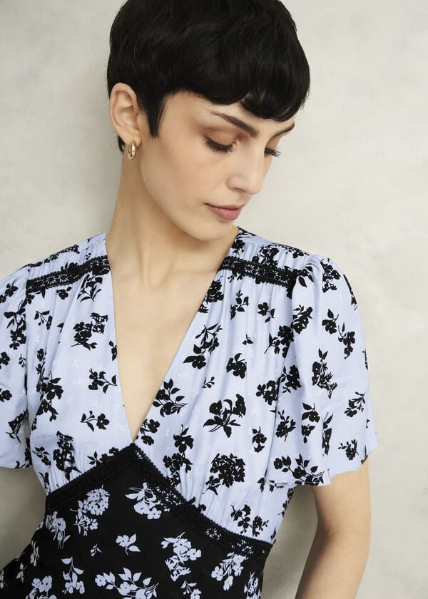 Hobbs Arlington Tea Dress Black Blue