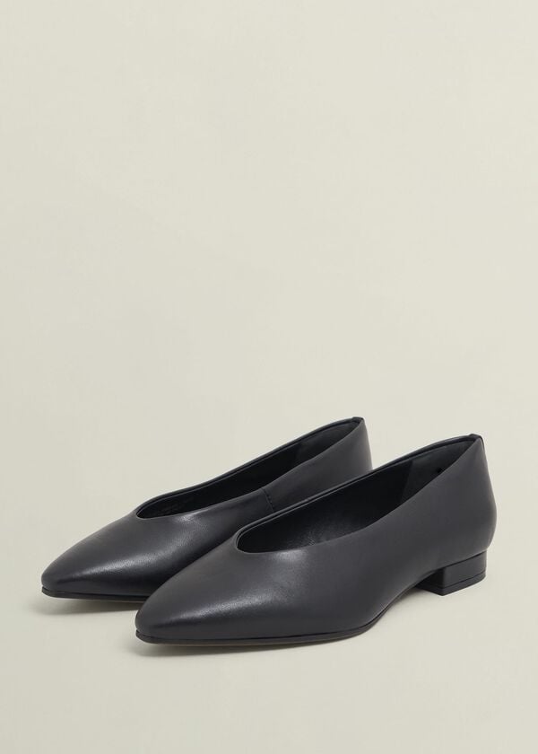 Hobbs Asher Leather Ballerinas Black