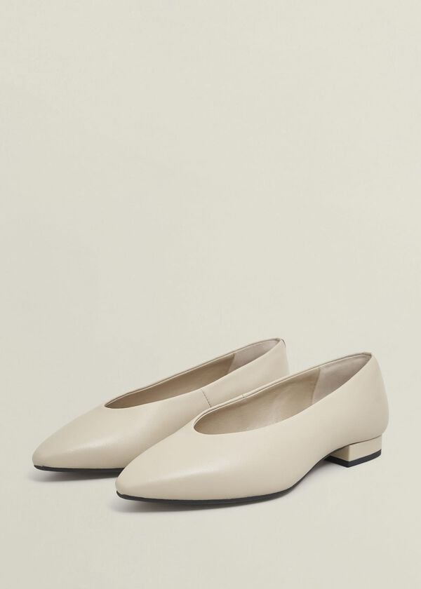 Hobbs Asher Leather Ballerinas Light Beige