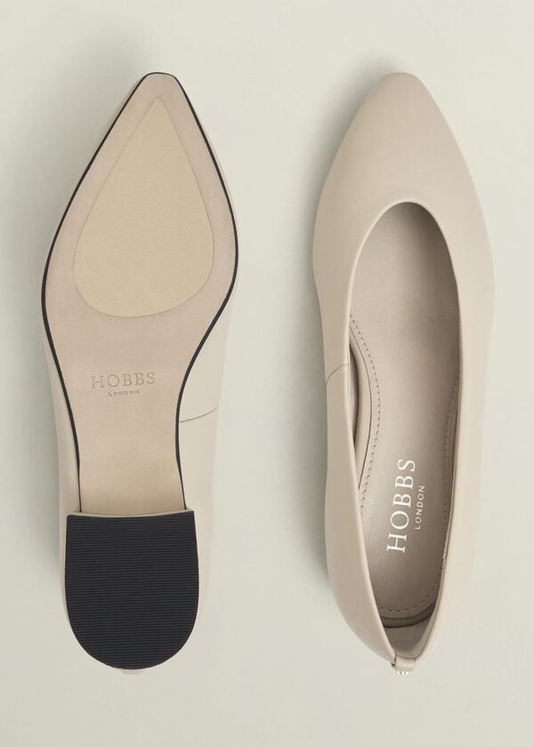 Hobbs Asher Leather Ballerinas Light Beige