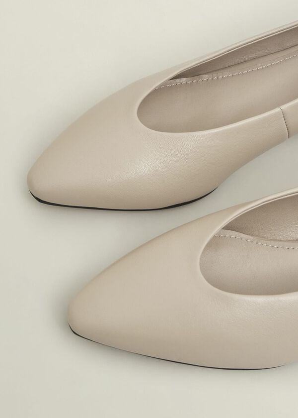 Hobbs Asher Leather Ballerinas Light Beige