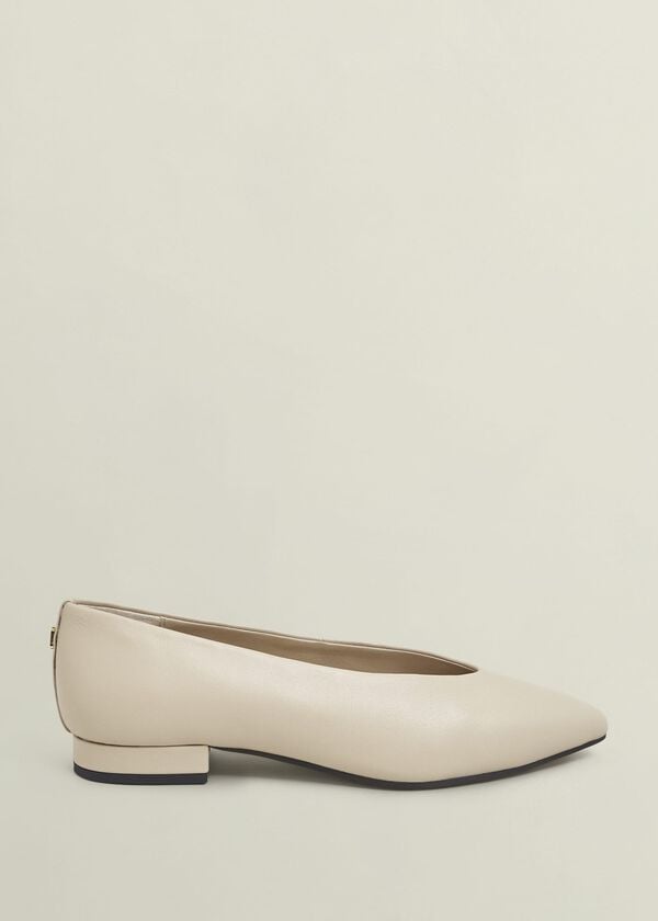 hobbs Asher Leather Ballerinas Light Beige