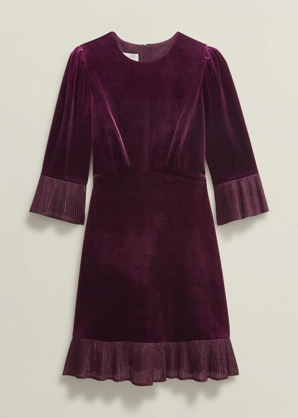 Hobbs Ashley Velvet Dress Warm Plum