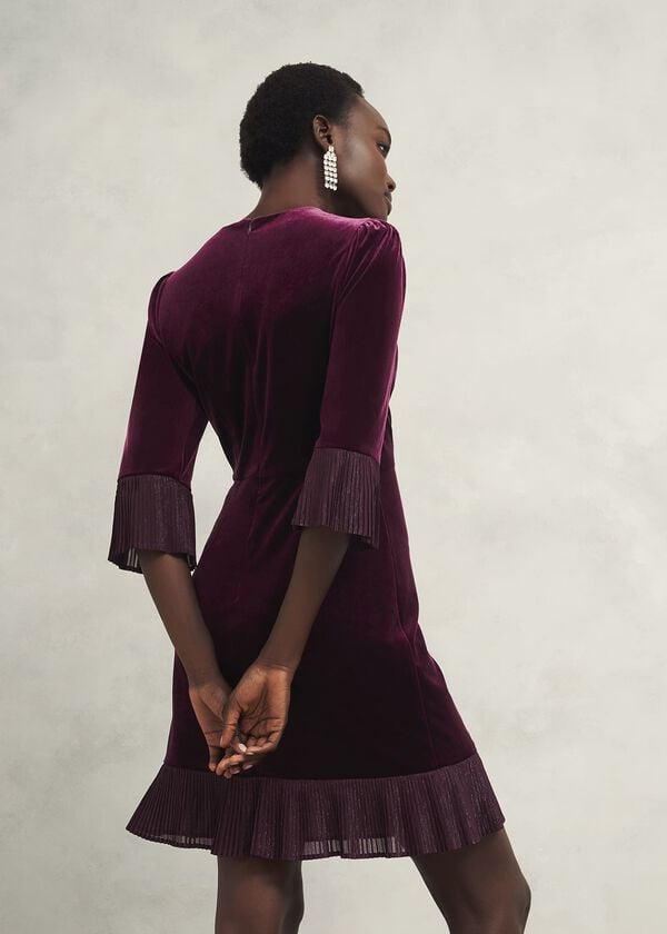 Hobbs Ashley Velvet Dress Warm Plum