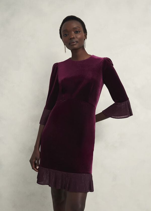 hobbs Ashley Velvet Dress Warm Plum