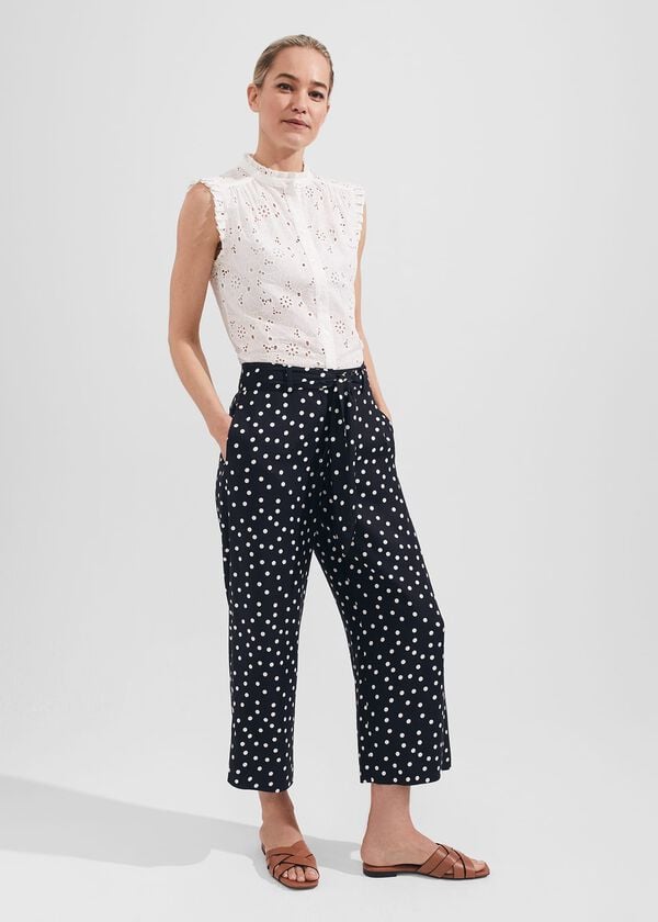 hobbs Astrid Crop Trousers Navy Ivory