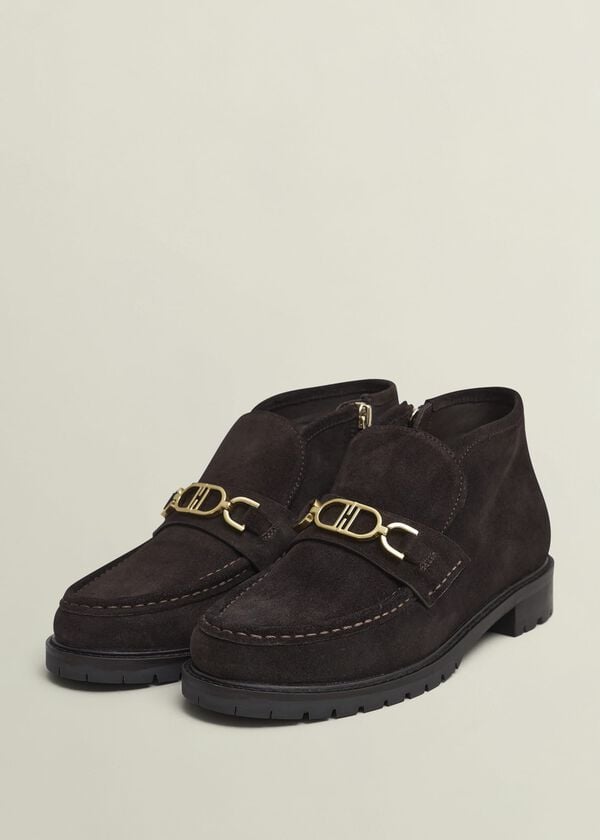 Hobbs Astrid Suede Ankle Boots Chocolate Brown