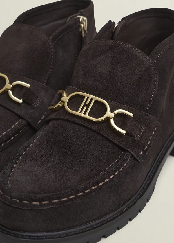 Hobbs Astrid Suede Ankle Boots Chocolate Brown