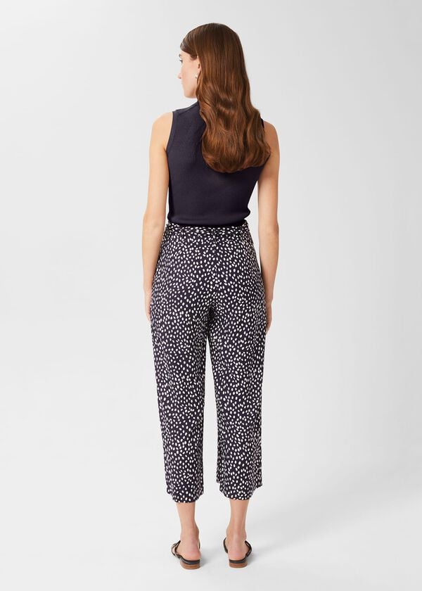 Hobbs Astrid Wide Leg Trousers Navy Ivory