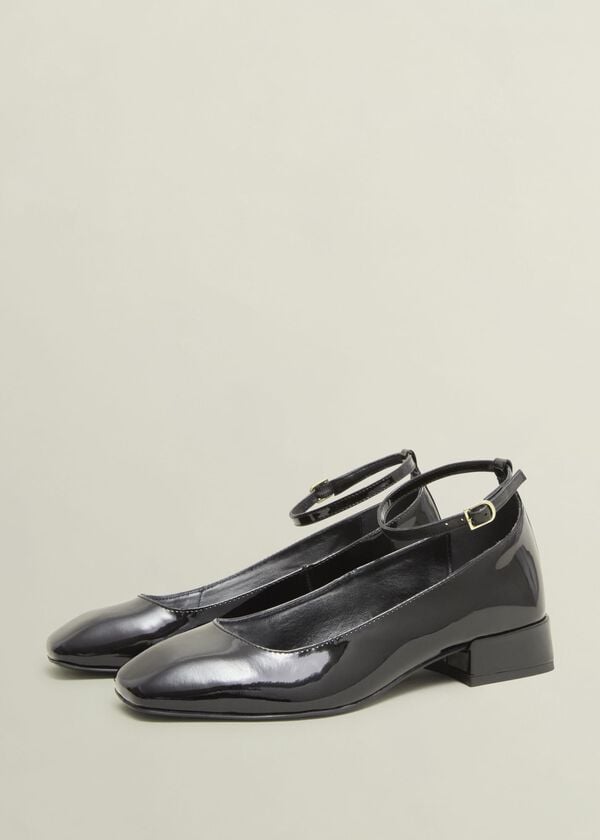 Hobbs Athena Patent Heeled Shoes Black