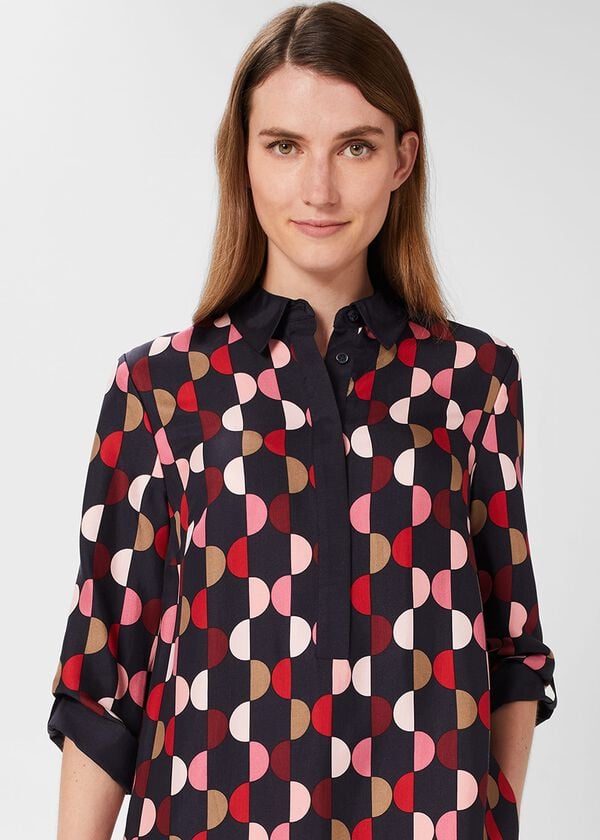 Hobbs Aubery Tunic Dress Navy Multi