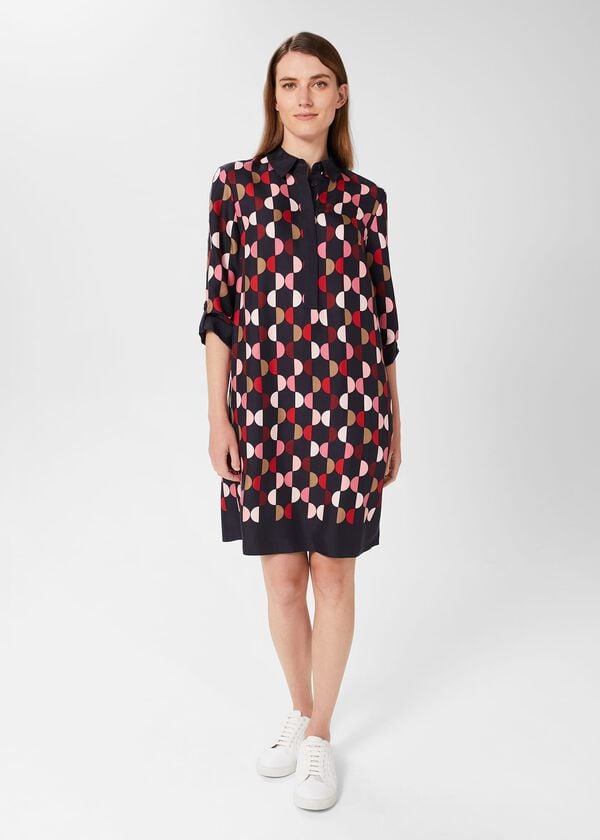 hobbs Aubery Tunic Dress Navy Multi