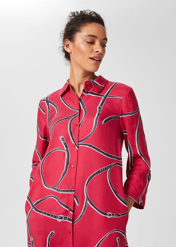 Hobbs Aubery Tunic Dress Pink Multi