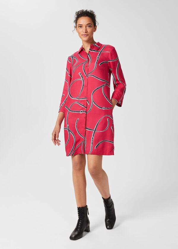 hobbs Aubery Tunic Dress Pink Multi