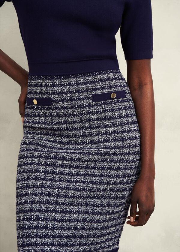 Hobbs Audra Knitted Dress Midnight Ivory