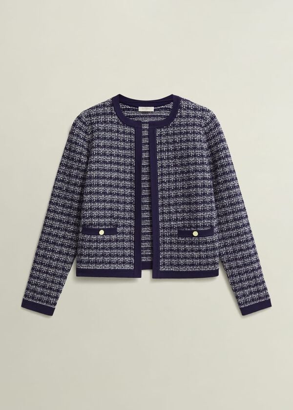 Hobbs Audra Knitted Jacket Midnight Ivory