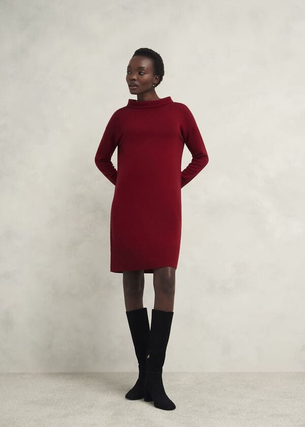 hobbs Audrey Knitted Dress Rhubarb Red