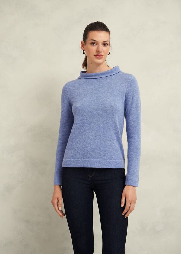 hobbs Audrey Wool Cashmere Jumper Blue Marl
