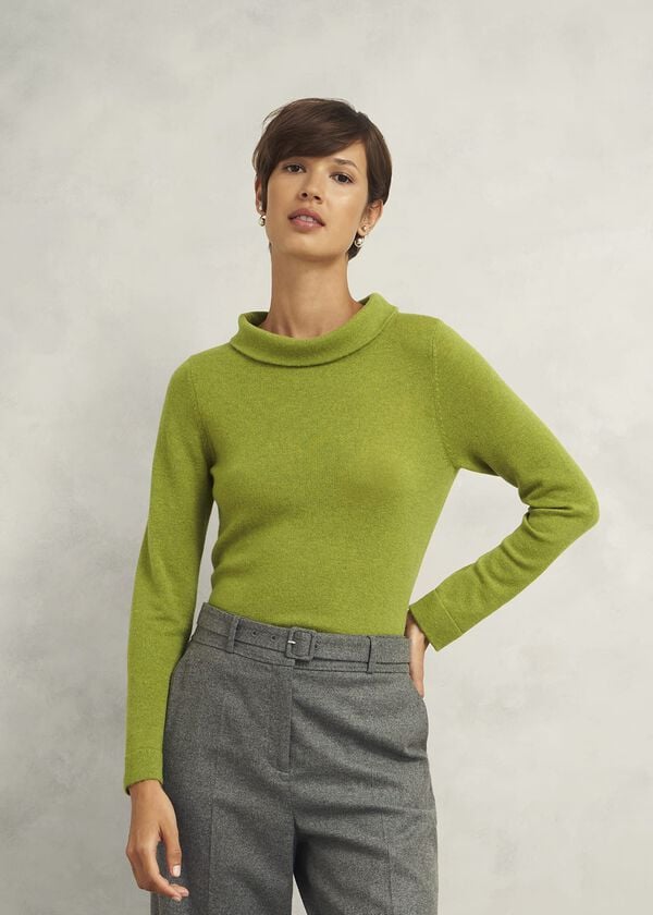 hobbs Audrey Wool Cashmere Jumper Lime Green